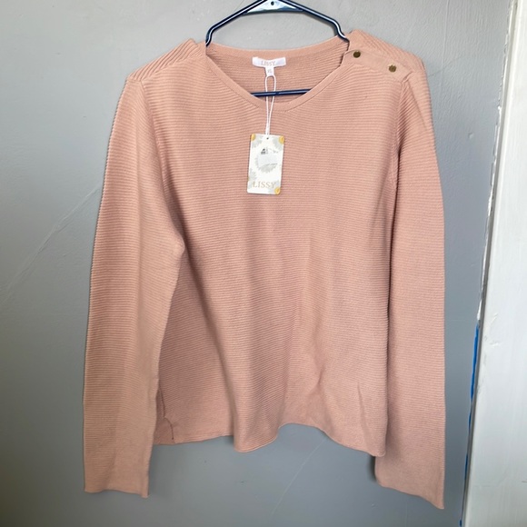 Lissy Tops - NWT Lissy XL dusty pink long sleeve ribbed top cozy romantic grandma